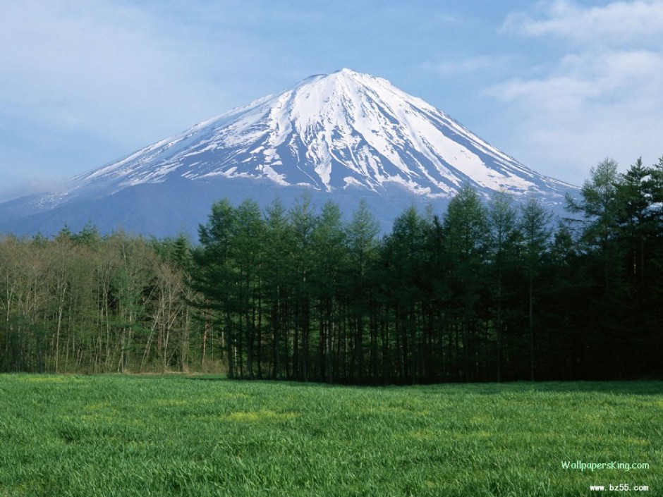 日本富士山春天风景高清壁纸