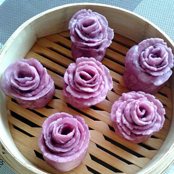 紫薯玫瑰馒头营养美味