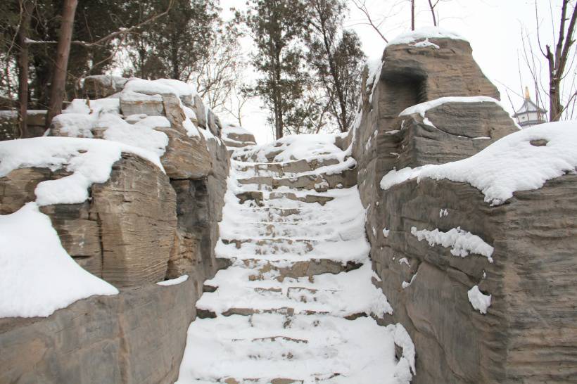 天津北宁公园唯美雪景高清图片