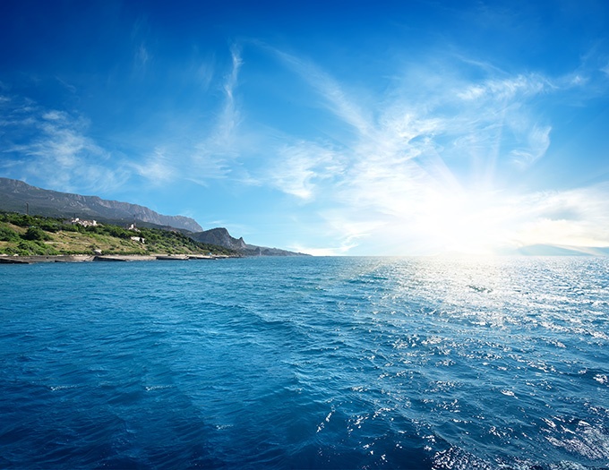 蓝色海岛梦幻海边沙滩美景图片