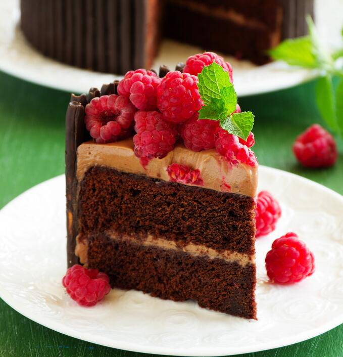 唯美巧克力树莓蛋糕图片