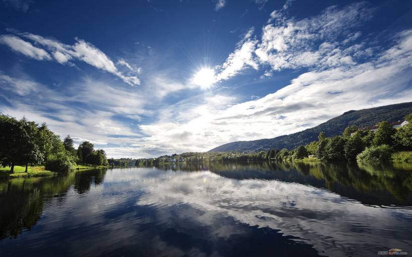挪威山水树林优美风景图片壁纸