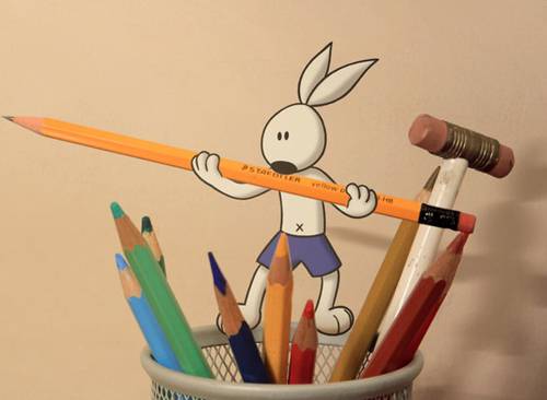 功夫兔创意现实手绘漫画可爱图片