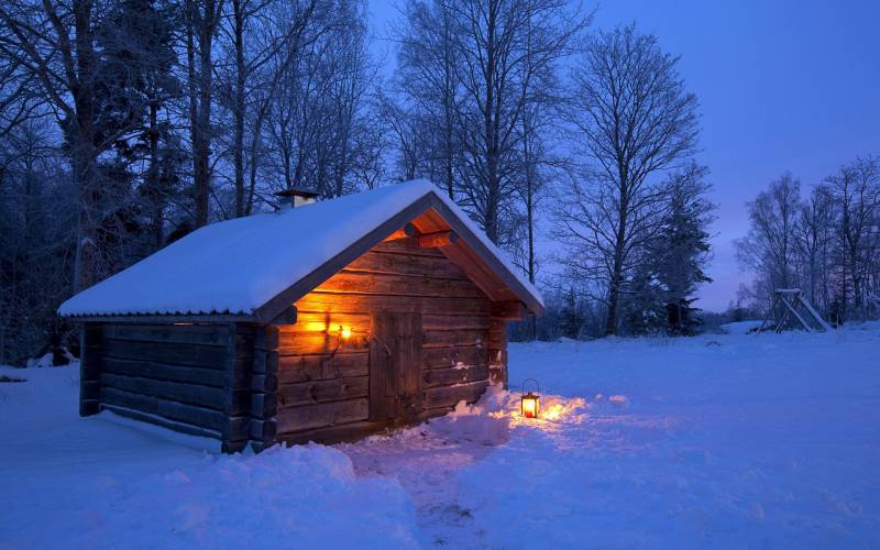 雪中城市夜景高清风景壁纸