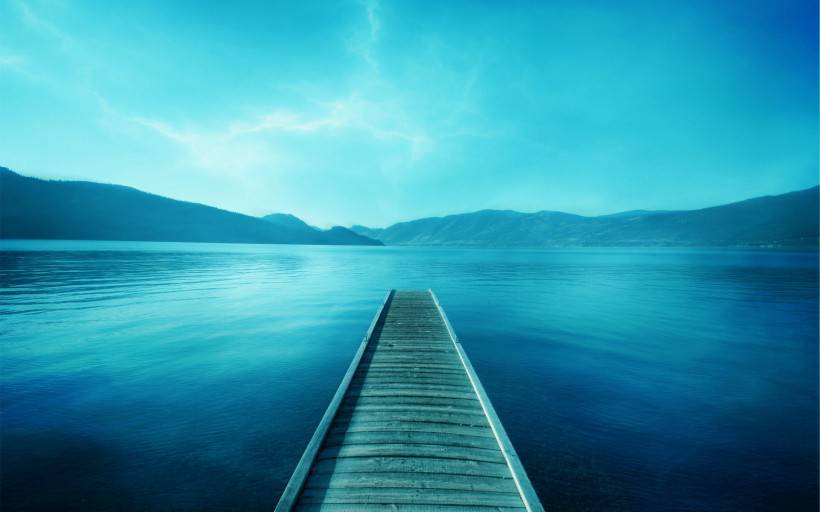 湖中的木桥图片唯美图片