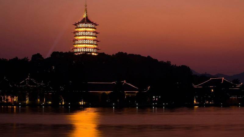 杭州西湖浪漫夕阳美景高清壁纸