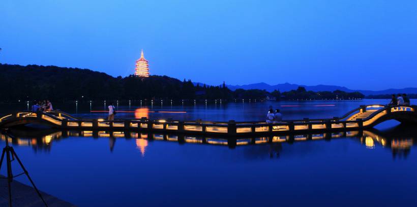 浙江杭州西湖夜景高清图片