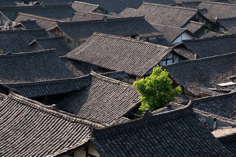 风光绮丽的阆中古城俯视摄影图片