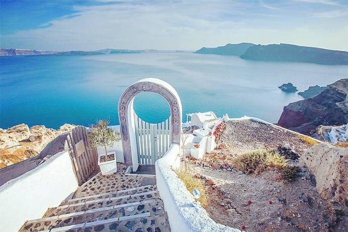 希腊圣托里尼岛建筑浪漫清新