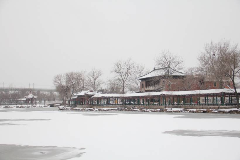 天津北宁公园唯美雪景高清图片