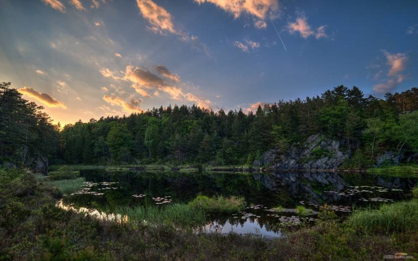 挪威山水树林优美风景图片壁纸