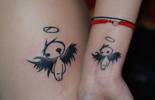 情侣可爱小天使纹身图片