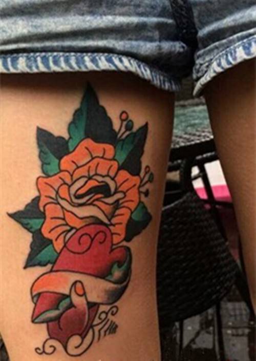 女生腿部个性刺青纹身图片大全