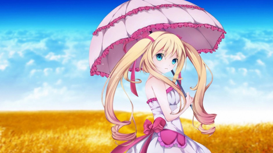 拿着伞的唯美动漫美少女图片