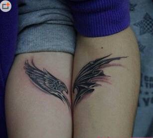 情侣爱的印记翅膀纹身图片
