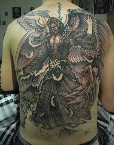 堕落的天使满背纹身图片大全