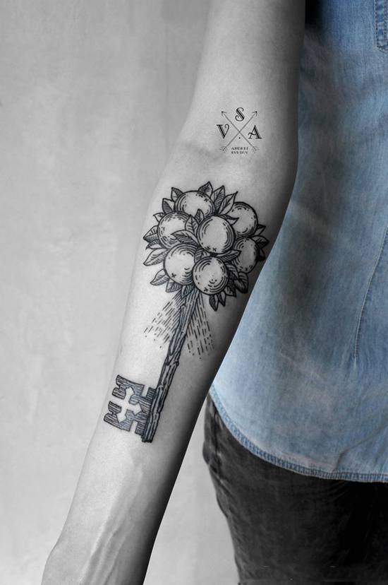 女生手臂上的个性创意纹身图案