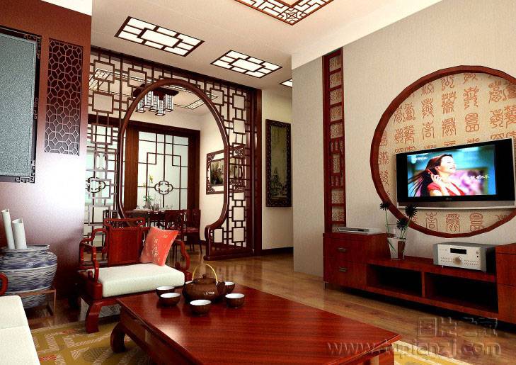 客厅中式古典装修效果图大方典雅