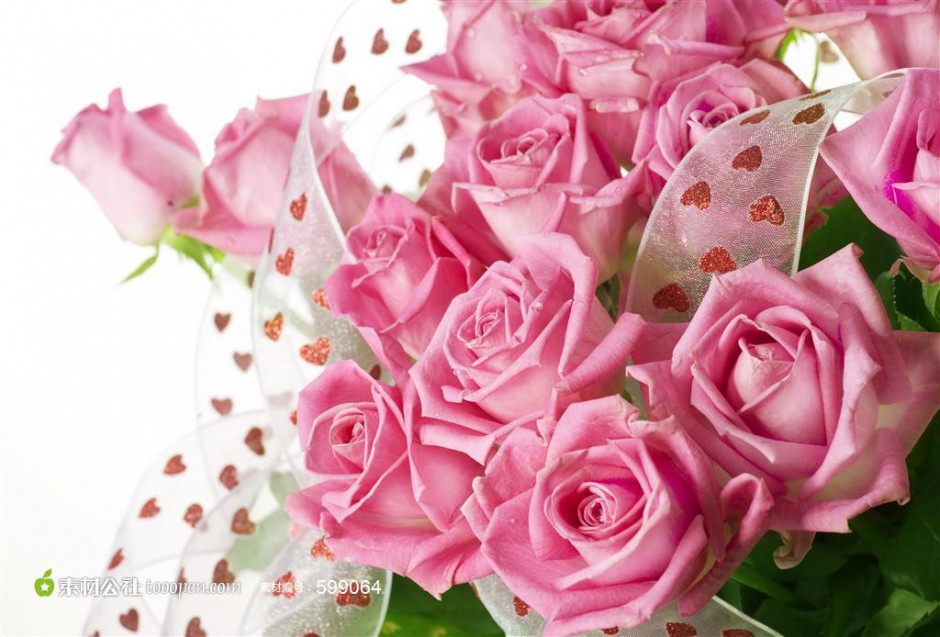 浪漫粉色玫瑰花束高清大图