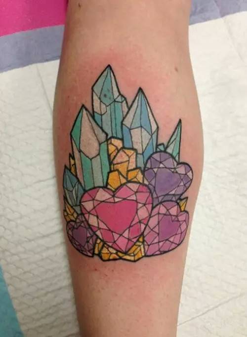 手臂钻石纹身简单图案浪漫时尚