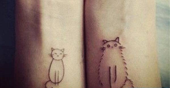 情侣可爱简约猫咪纹身图案