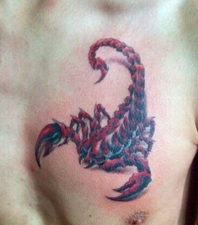 霸气胸部蝎子图腾纹身图案