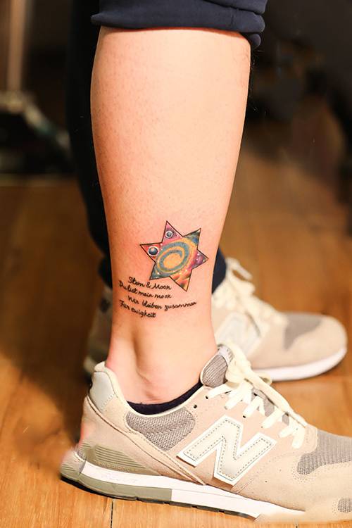 女生脚踝星星纹身图案创意可爱