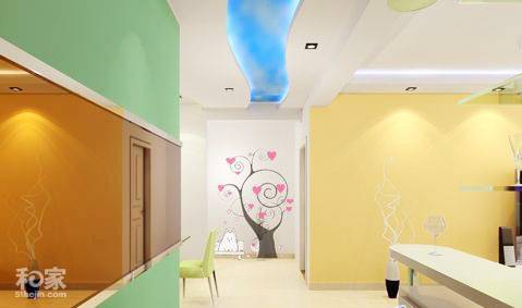 绚丽的色彩手绘走廊玄关装修效果图