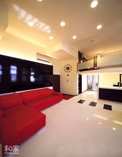 小户型红黑时尚简约跃层式住宅图片