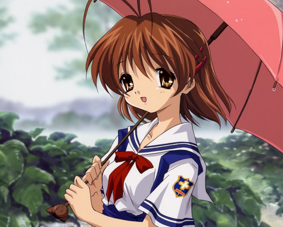 动漫图片清纯唯美撑雨伞的美女