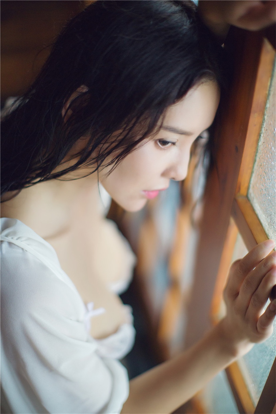 美胸女神樱桃透明蕾丝内衣性感大片