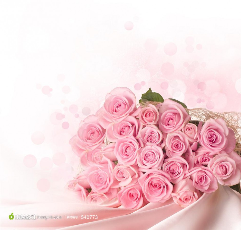 浪漫唯美粉玫瑰花束摄影大图