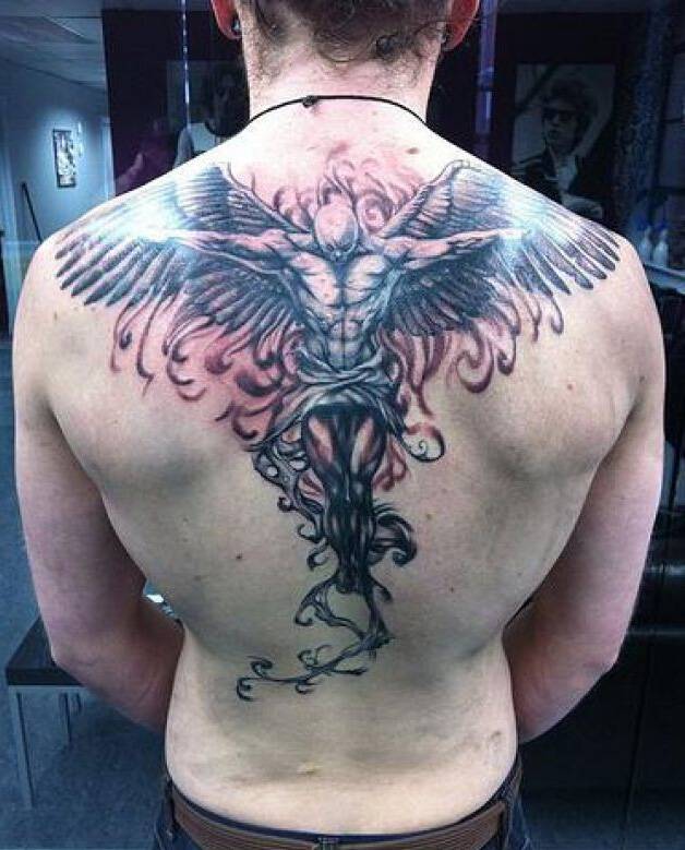 非主流另类后背天使纹身图案