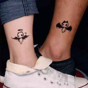 恩爱情侣纹身脚踝刺青纹身图片