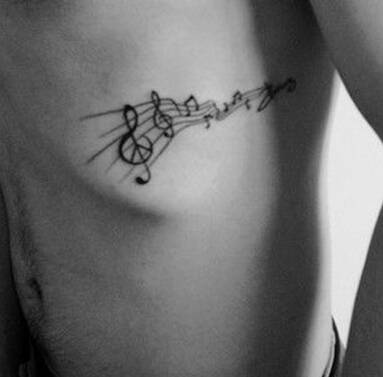 音乐符号腰部纹身图案大全