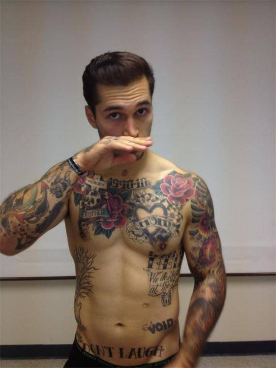 男生花臂彩绘纹身图片潮流个性