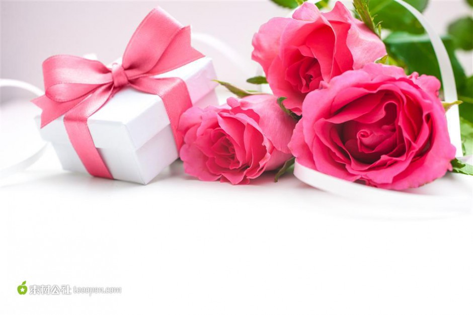玫瑰花束与礼盒图片