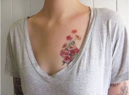创意唯美彩色花卉纹身图片