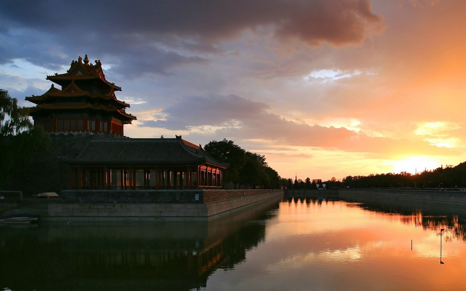 北京紫禁城角楼黄昏风光壁纸图片