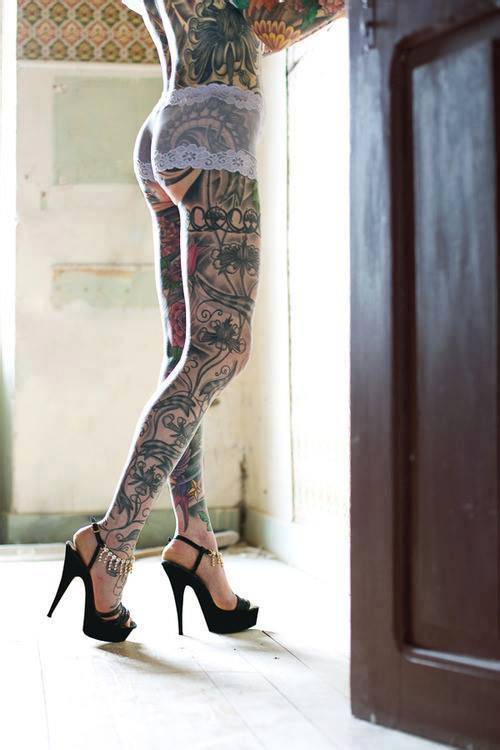 美女性感腿部刺青纹身图案