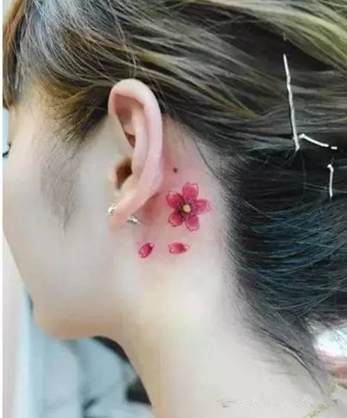 女生彩绘樱花纹身图案大全