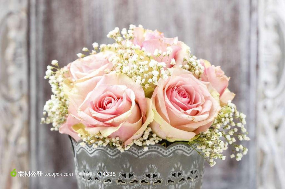 淡雅粉色玫瑰花束唯美图片