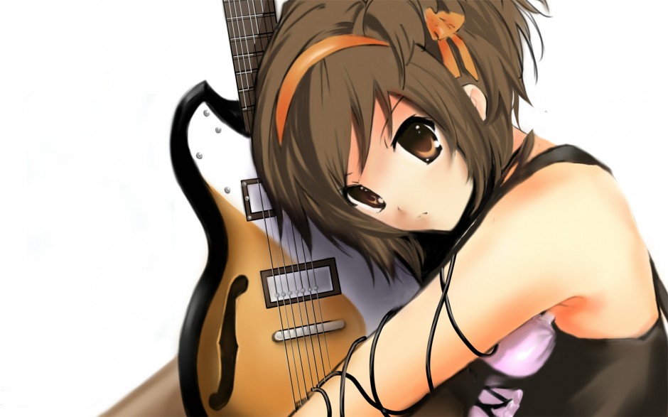 240x320弹吉他的少女手机动漫图片