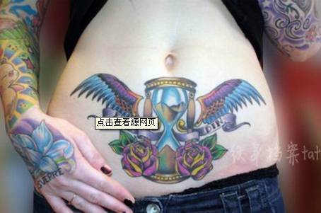腹部炫彩时尚个性彩色纹身