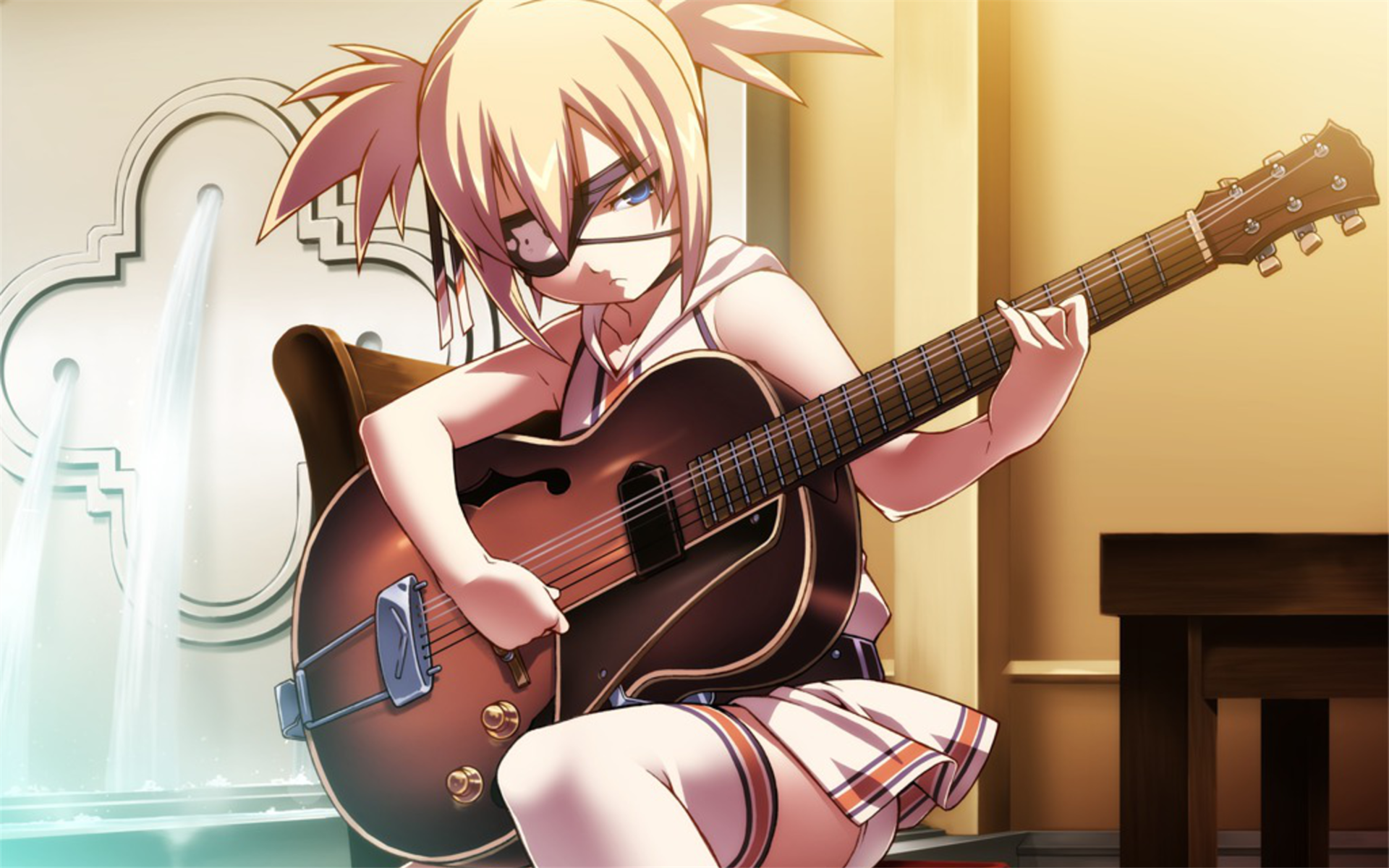 听音乐弹吉他的动漫女生图片