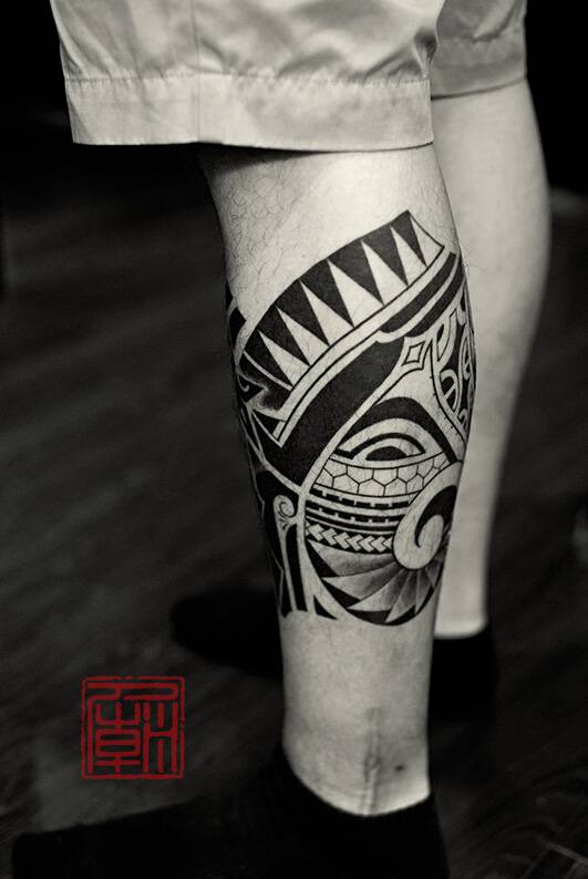 传统泼墨式复古风黑白刺青美图