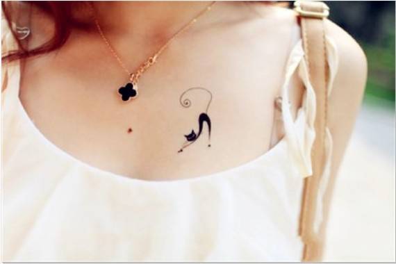 可爱女生胸部猫咪纹身图片大全