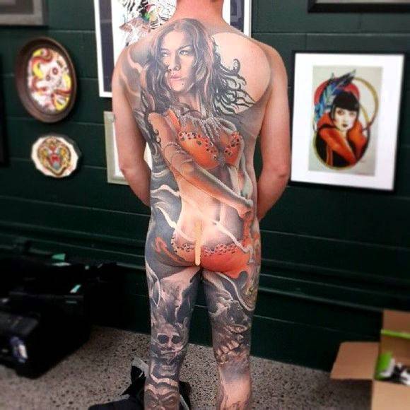 新西兰纹身师Matt Jordan满背纹身作品