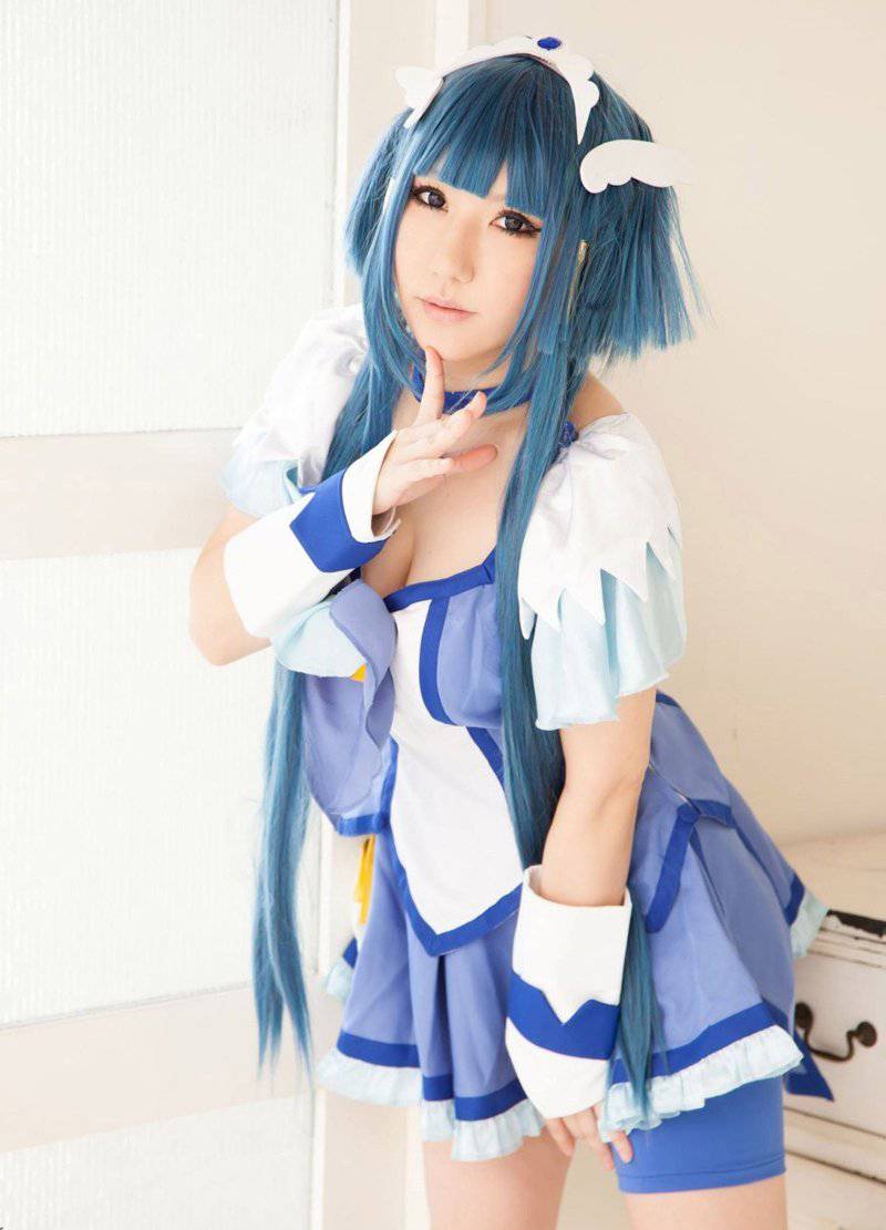 SAKU蓝色梦幻cos光之动漫活力少女