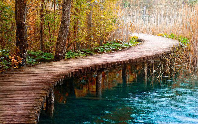 湖畔小桥浪漫乡村精致背景美图